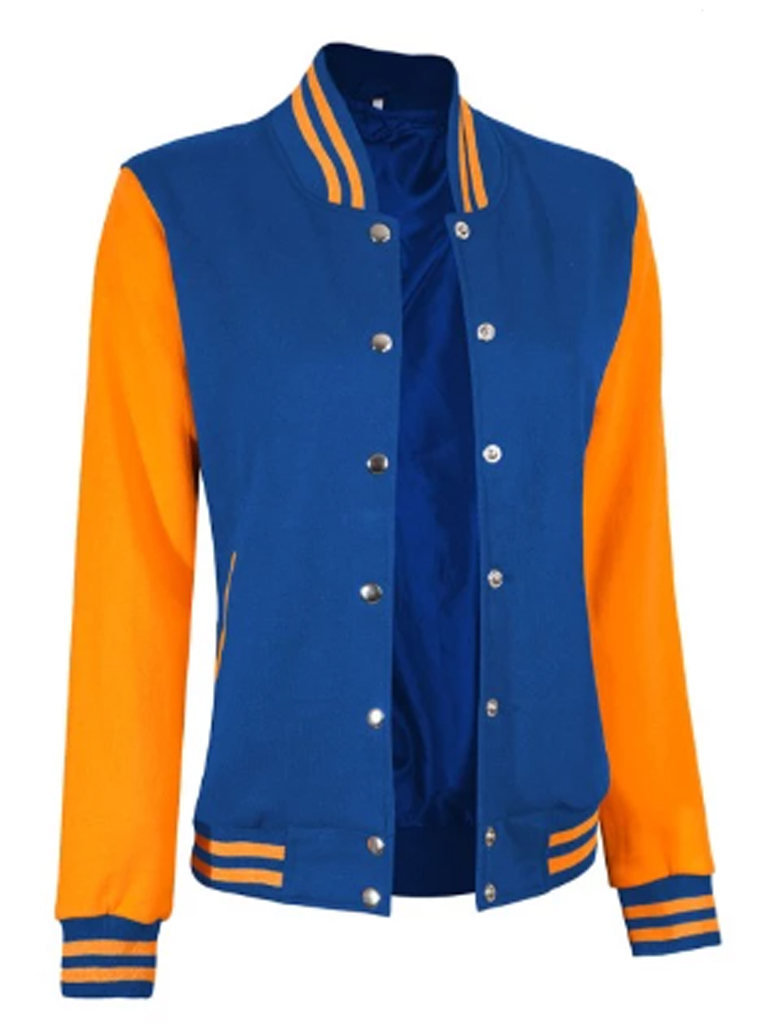 Women Yellow and Royal Blue Varsity Jacket