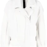 Women Shearling Trim Leather Jacket