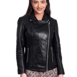 Women Stylish Black Biker Leather Jacket