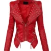 Womens Motorcycle Patchwork Jacket