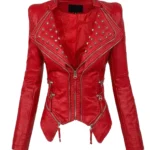 Womens Motorcycle Patchwork Jacket