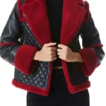Womens Aviator Shearling Red jacket