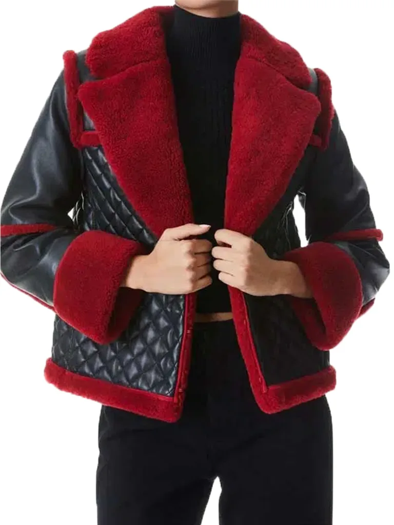 Womens Aviator Shearling Red jacket