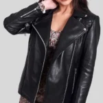 Womens black motorcycle Leather Jacket