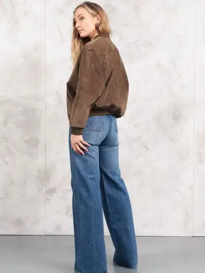 Womens Bomber Leather Brown Jacket