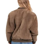 Womens 80s Suede Bomber Leather Jacket