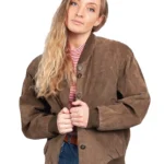 Womens Brown 80s Suede Leather Jacket
