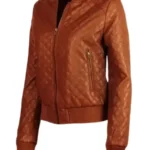 Brown Bomber Quilted Leather Jacket
