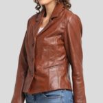 Womens casual Brown leather blazer