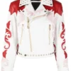 Womens Intarsia Leather Jacket