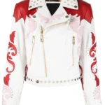 Womens Intarsia Leather Jacket