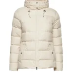 Women's Hooded Cream Puffer Jacket