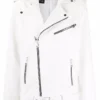Womens Dad White Leather Jacket