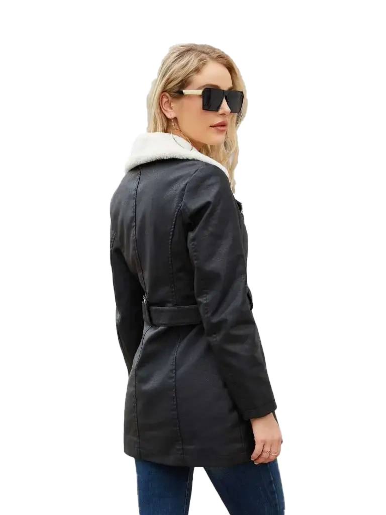Womens Faux Fur Leather Coat