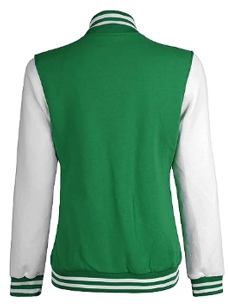 Womens Green and White baseball Varsity Jacket