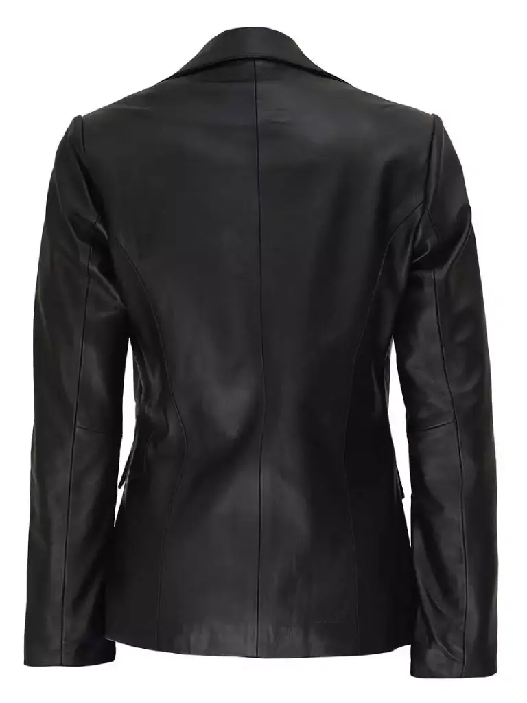 Womens Black Leather Blazer