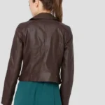 Womens Leather Biker Jacket Back