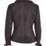 Womens Luxury shearling Aviator Bomber Leather Jacket