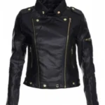 Womens Black Cafe Racer Leather Jacket