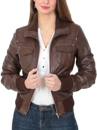 Womens Bomber Leather Jacket