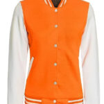 Womens Orange White varsity Jacket