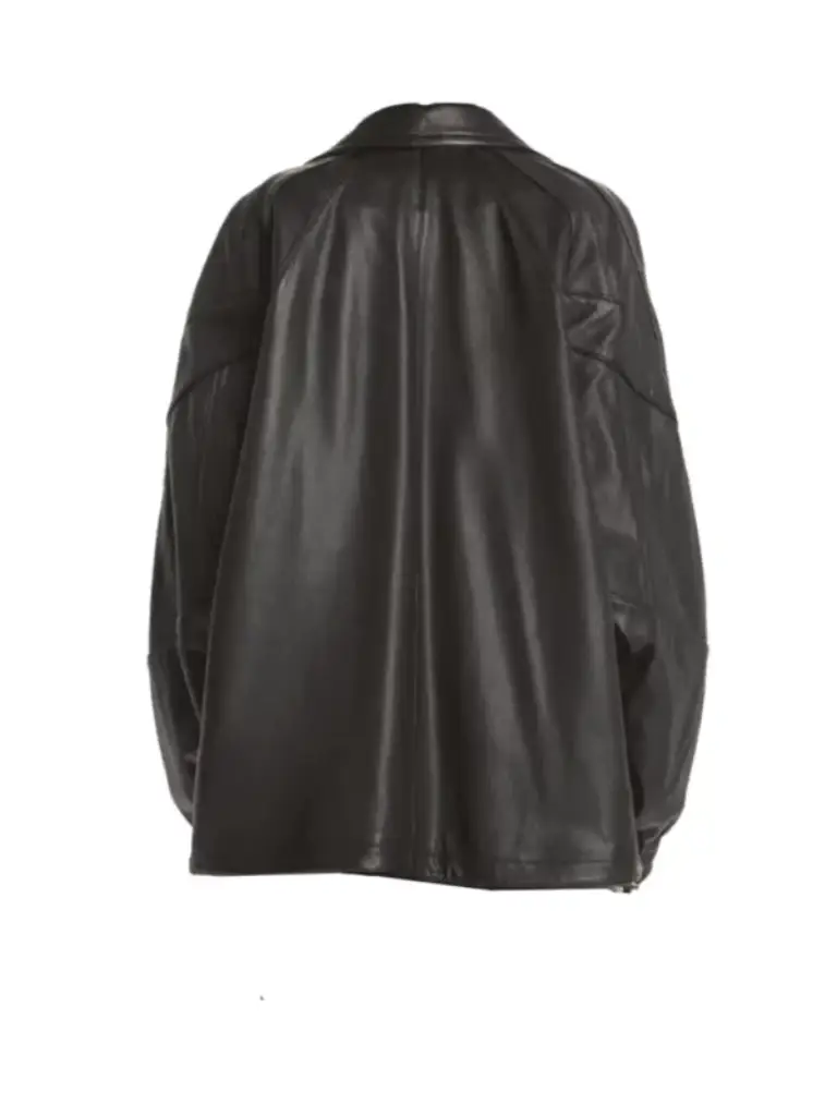 Oversized Faux Leather Bomber Jacket
