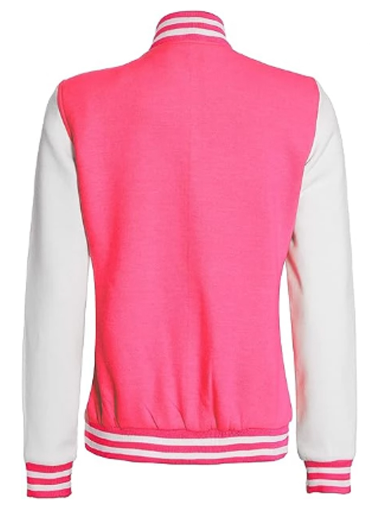 Womens Pink and White varsity baseball Jacket