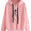 Womens Pullover Oversized SweetShirt Pink Hoodie