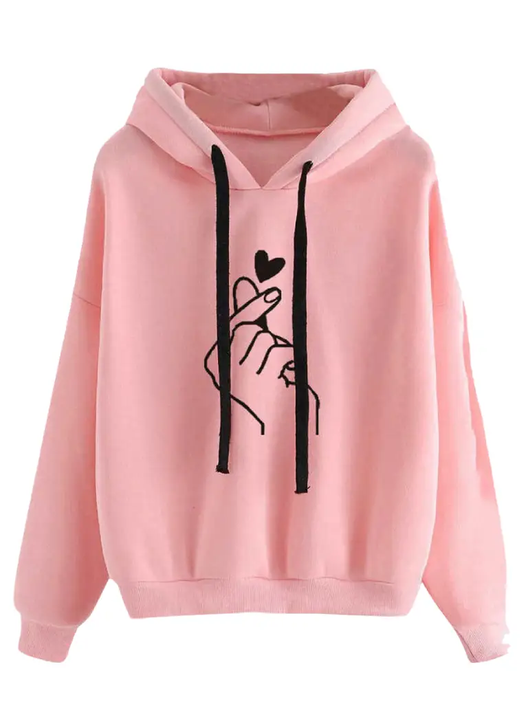 Womens Pullover Oversized SweetShirt Pink Hoodie