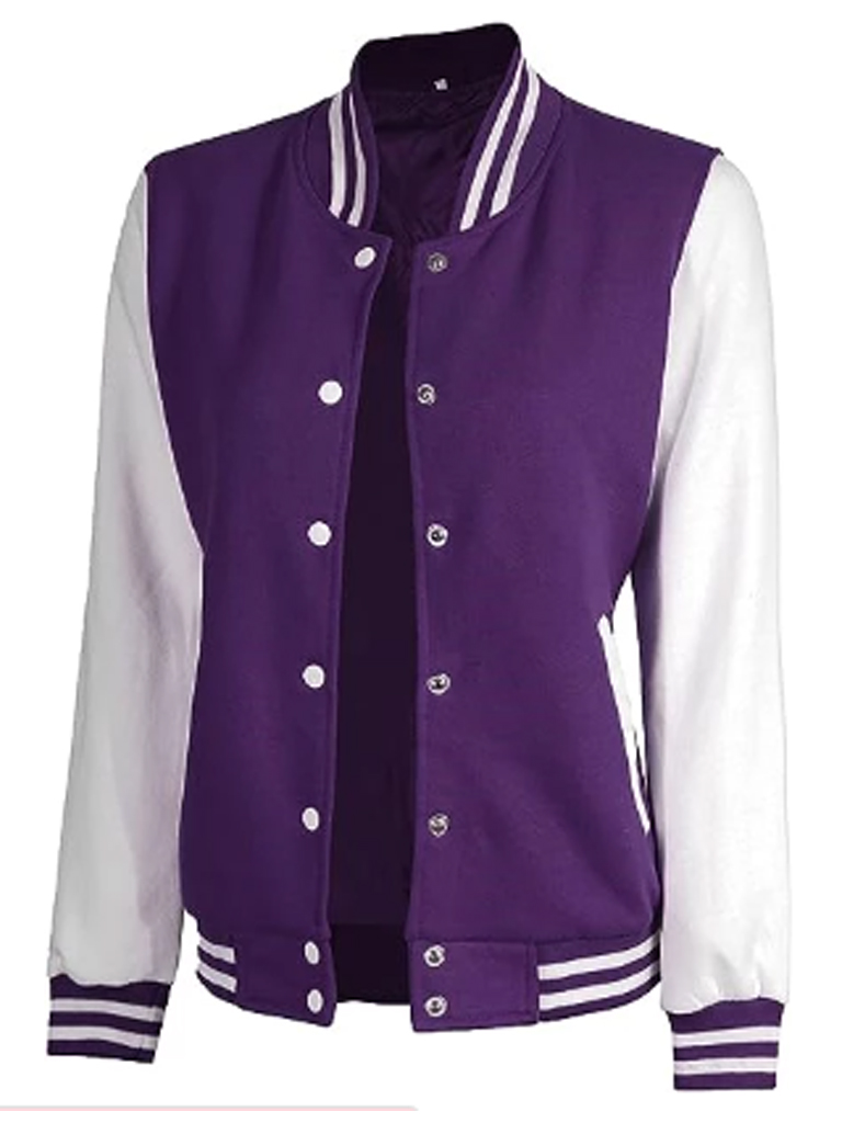 Womens Purple and White Varsity baseball Jacket