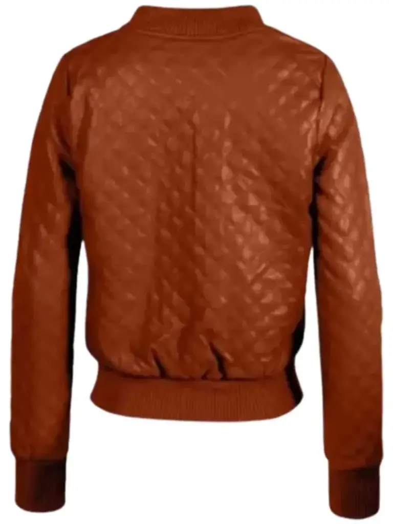 Women Brown Bomber Quilted Leather Jacket
