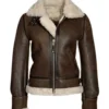 Womens Brown Aviator Shearling Jacket