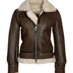 Womens Brown Aviator Shearling Jacket