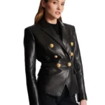 Womens Stylish Black Leather Blazer
