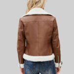 Womens Tan Leather Jacket Back