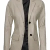 Women's Beige Lambskin Leather Blazer