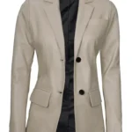 Women's Beige Lambskin Leather Blazer