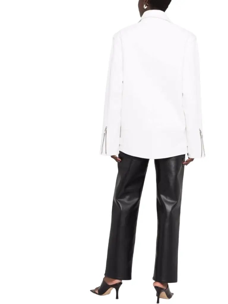 Womens White Leather faux Jacket