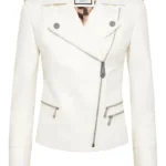 Womens White Biker Leather Jacket