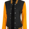 Women style Yellow and Black Varsity Jacket