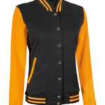 Womens Yellow and Black Varsity Jacket style