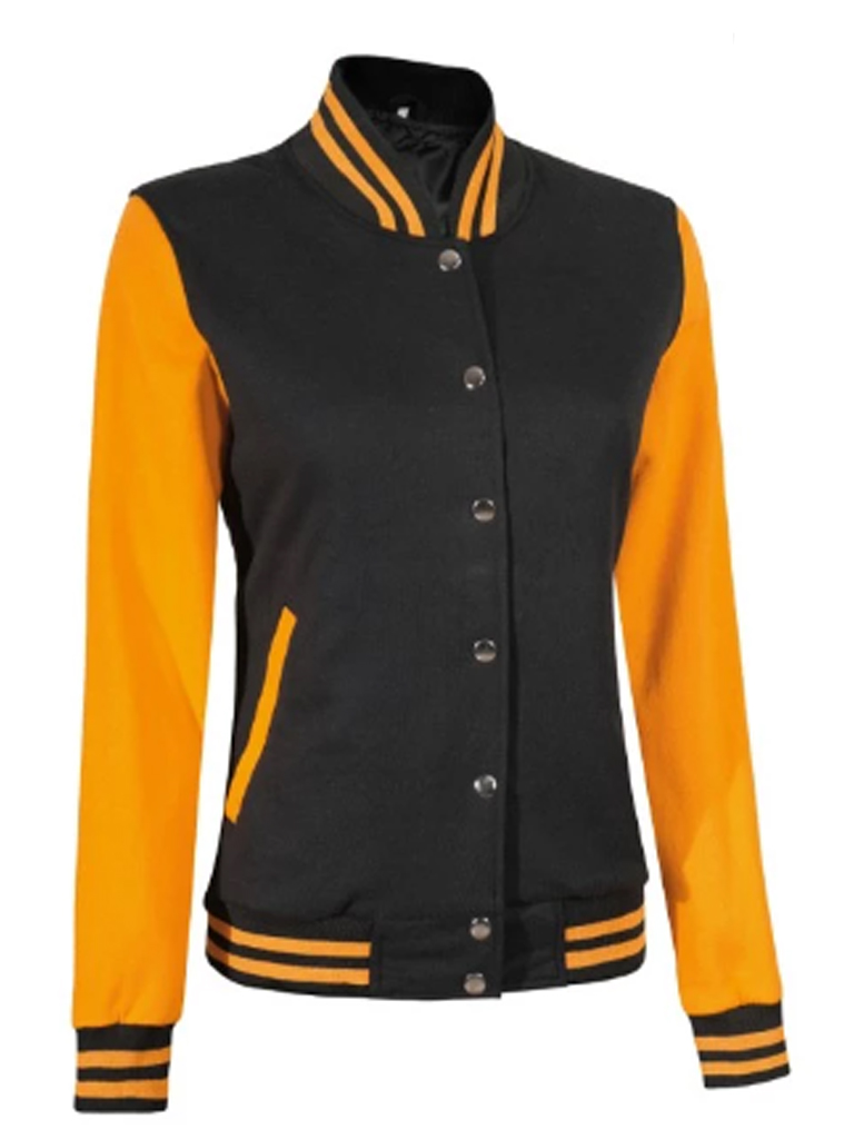 Womens Yellow and Black Varsity Jacket style