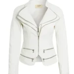 Womens White Faux leather Jacket