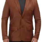mens brown leather blazer