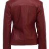 Women Leather Burgundy Jacket