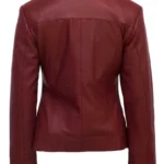 Women Leather Burgundy Jacket