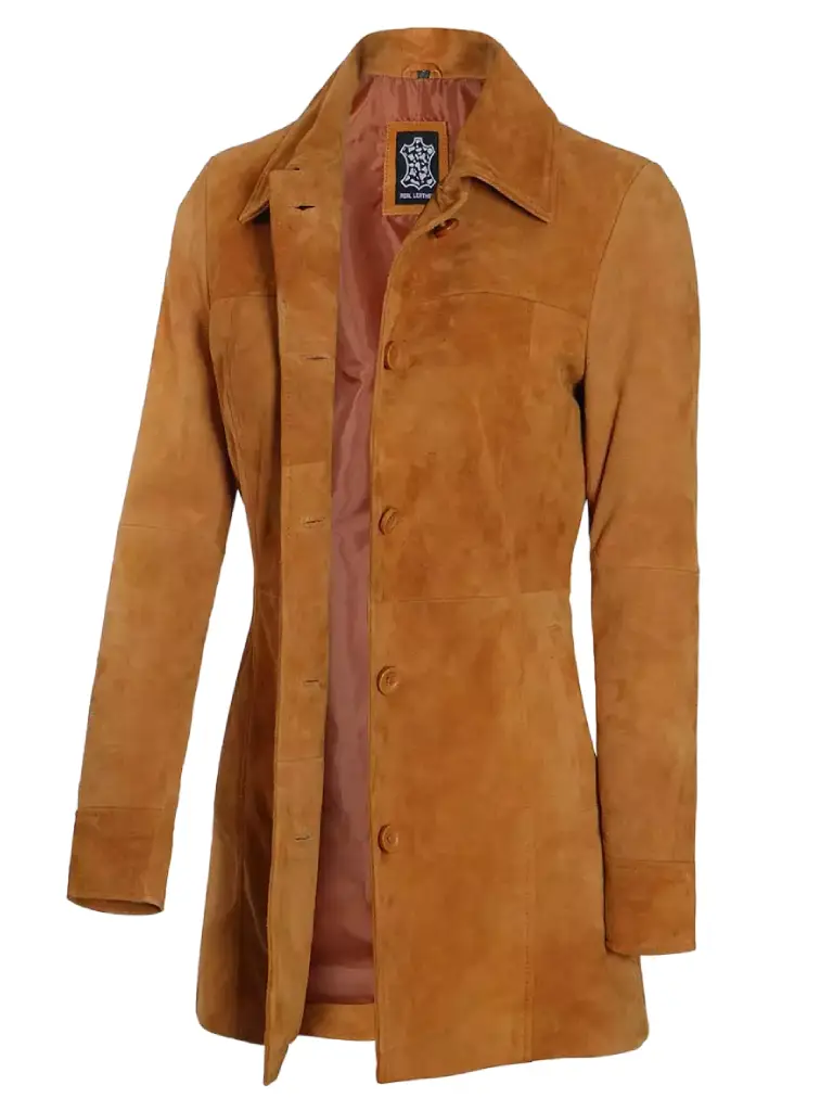 Women's Light Brown Real Suede Coat