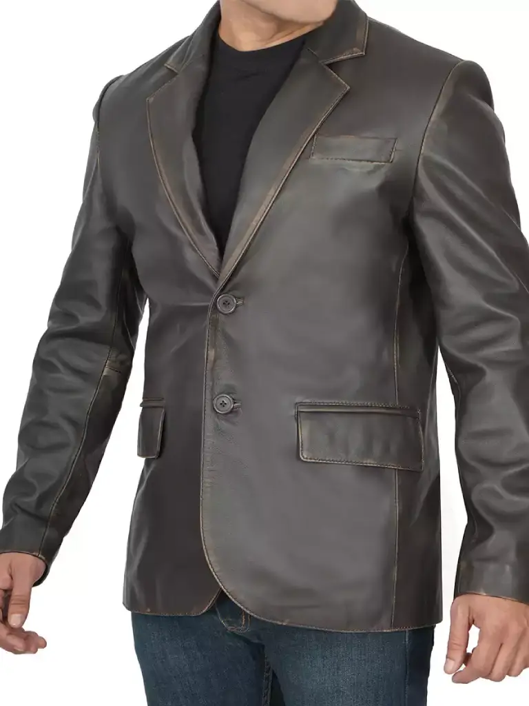 men distressed brown leather balzer