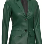 green leather blazer