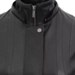 Leather Black Coat With Fur Hood